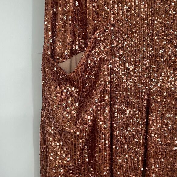 Free People Metallic Bronze Morelia Sequin High Waist Pull-On Jogger Pants Small - Picture 3 of 7